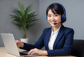 笔记本电脑办公商务客服美女图片